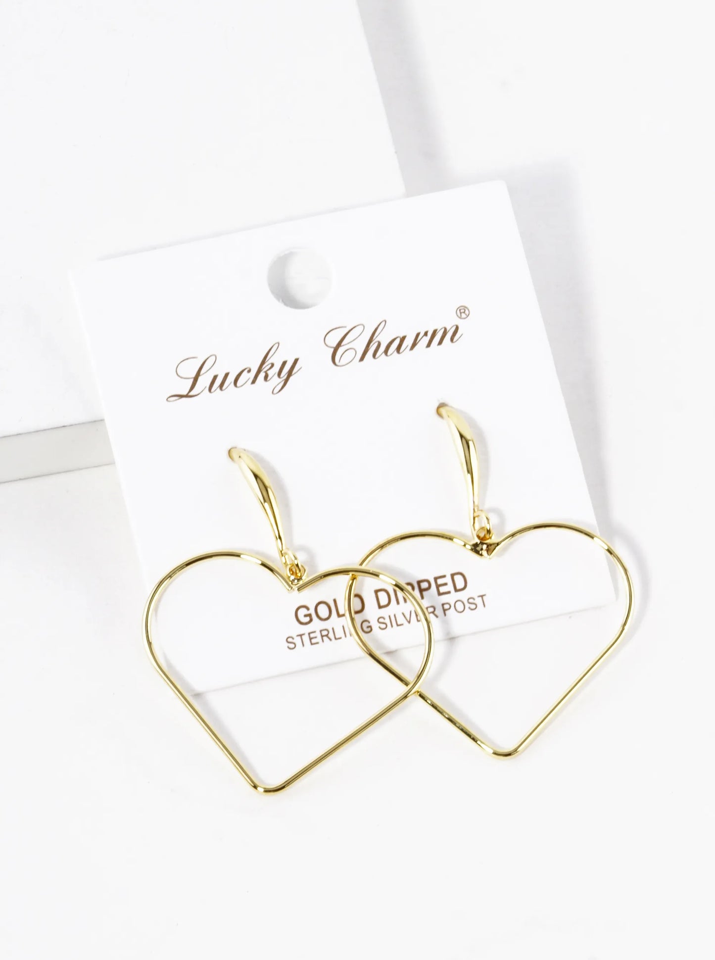 18K Gold Dipped Wire Heart Drop Lightweight Earrings