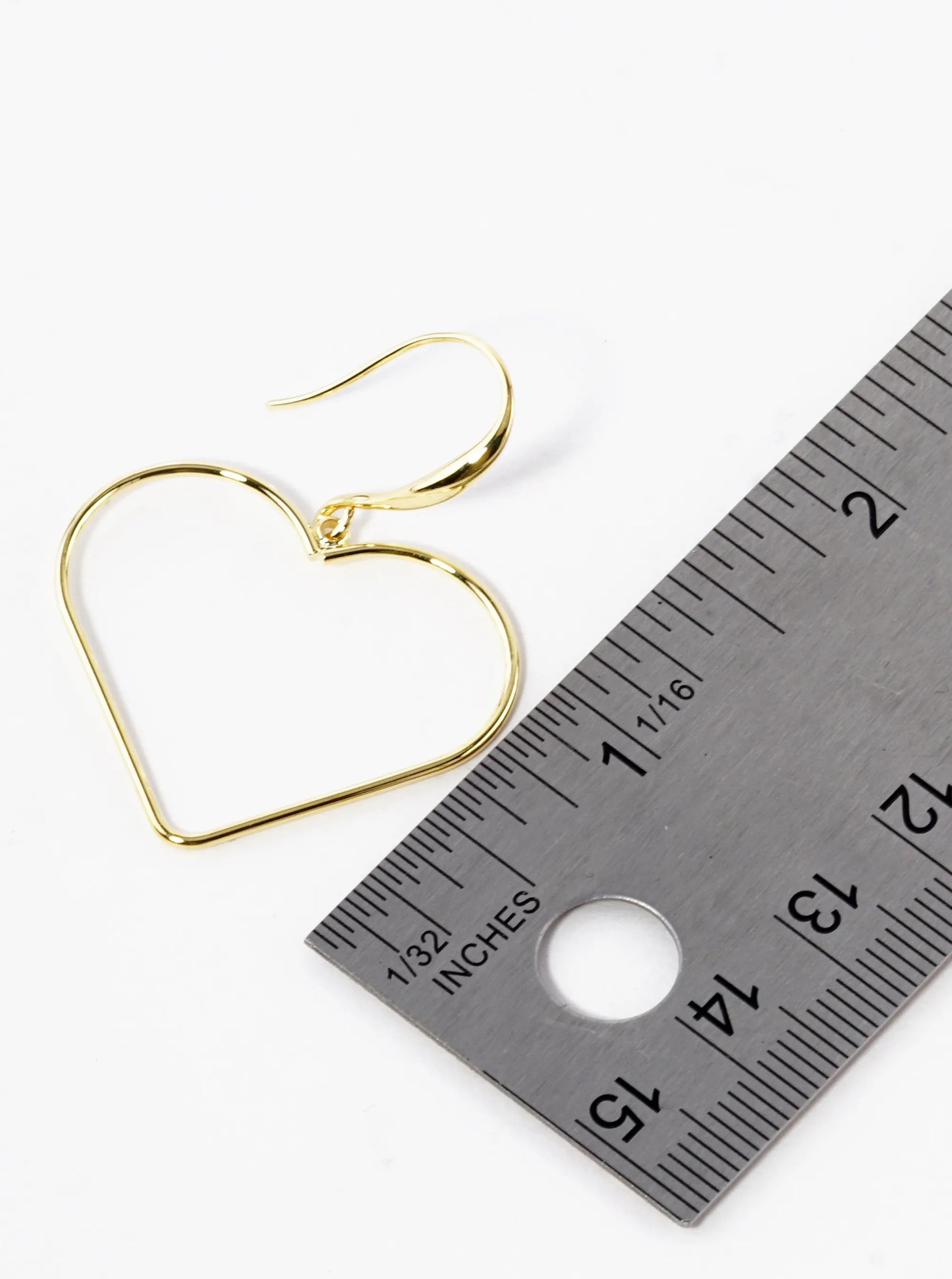 18K Gold Dipped Wire Heart Drop Lightweight Earrings