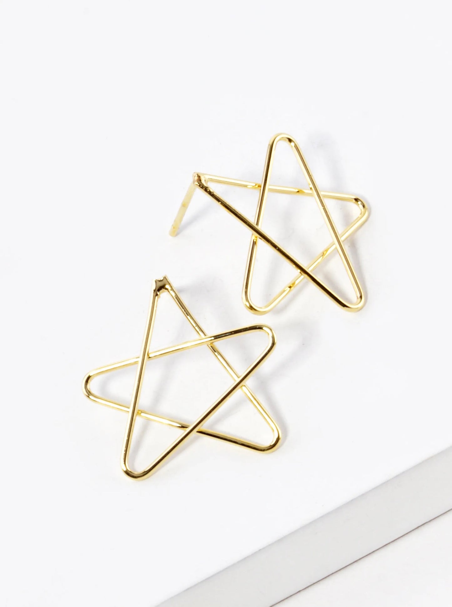 18K Gold Dipped Wire Star Stud Earrings