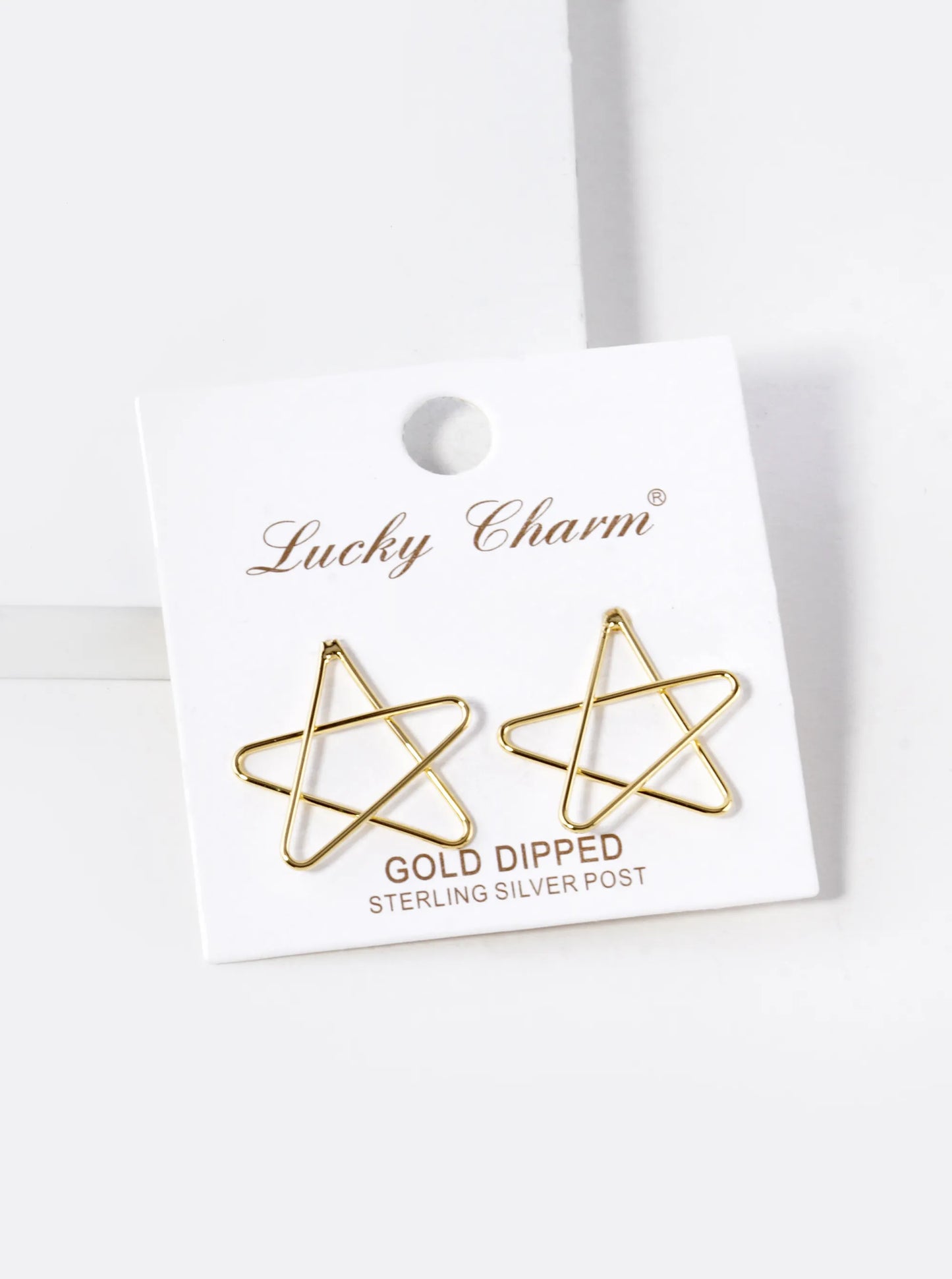18K Gold Dipped Wire Star Stud Earrings
