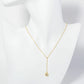18K Gold Dipped 7mm Cubic Zirconia Stone Chain Drop Necklace
