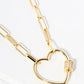 18K Gold Dipped CZ Pave Heart Pendant Link Chain Necklace
