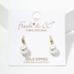 18K Gold Dipped Glass Pearl Drop CZ Pave Earrings