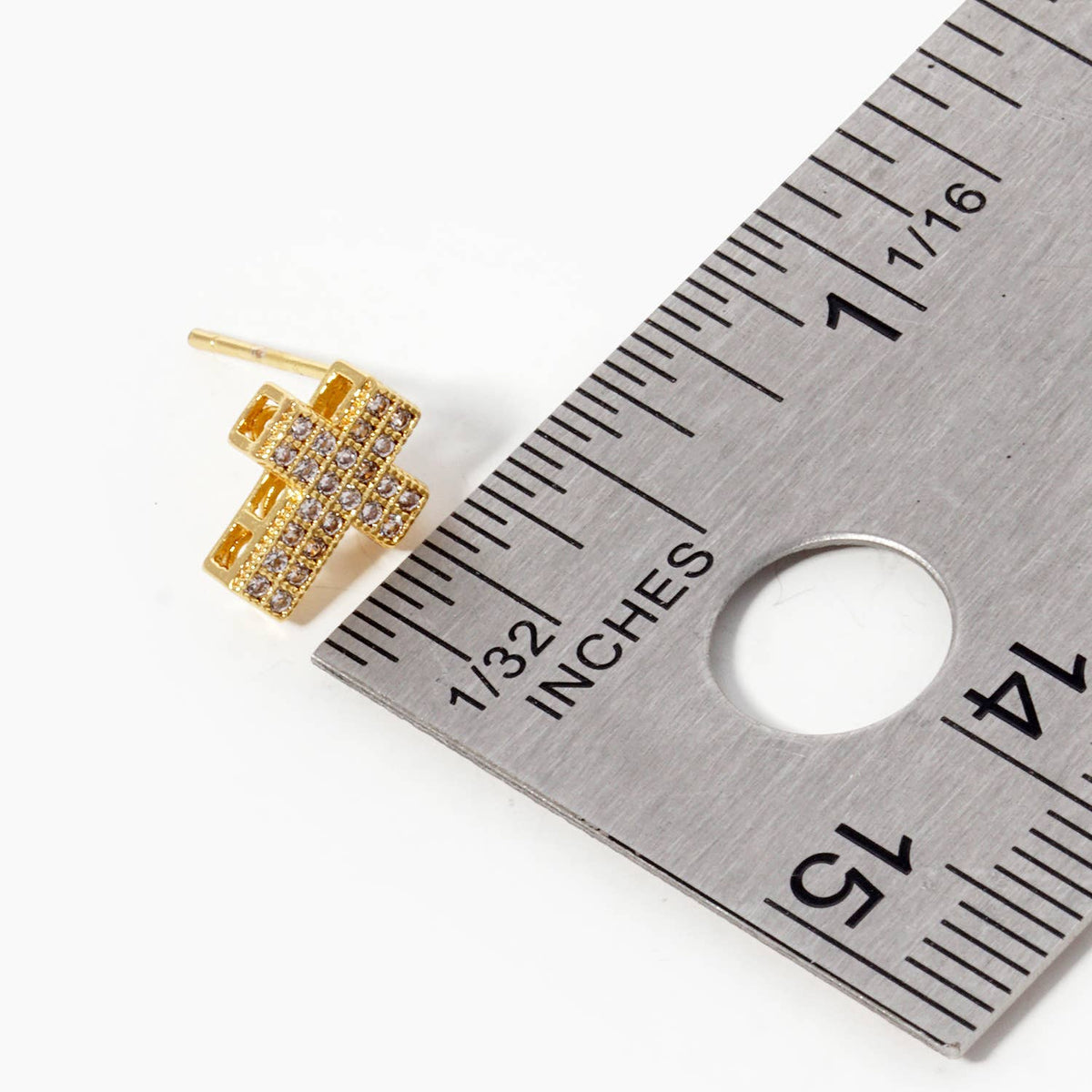 Tiny Gold Dipped Mini Cross Stud Earrings