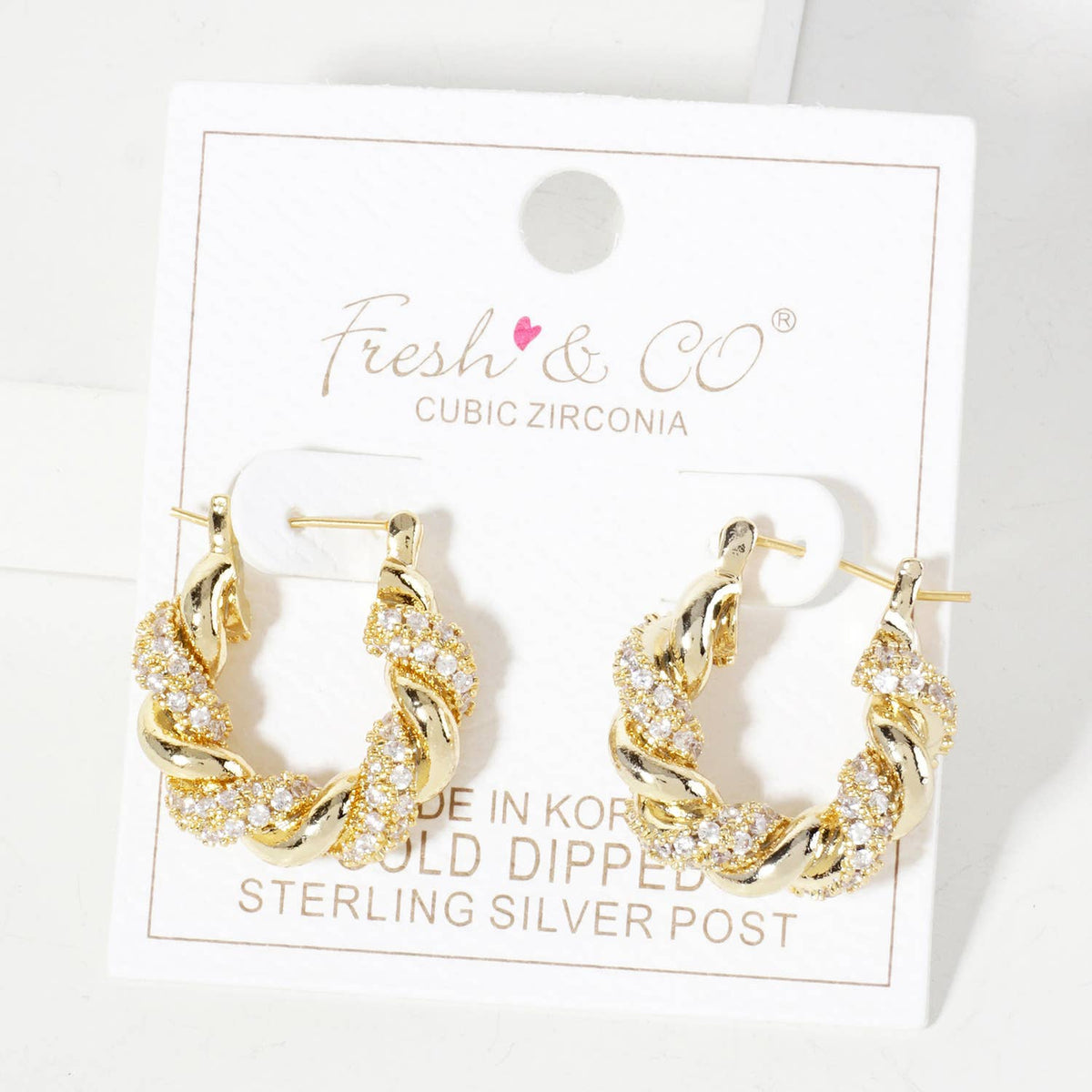 Rolled Design Single Row Embellishment 20mm Hoop Earrings