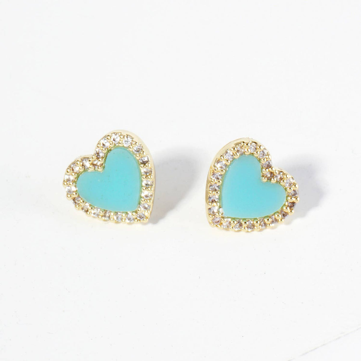 Heart Stud Earrings / 18K Gold Dipped Pave Set Cubic