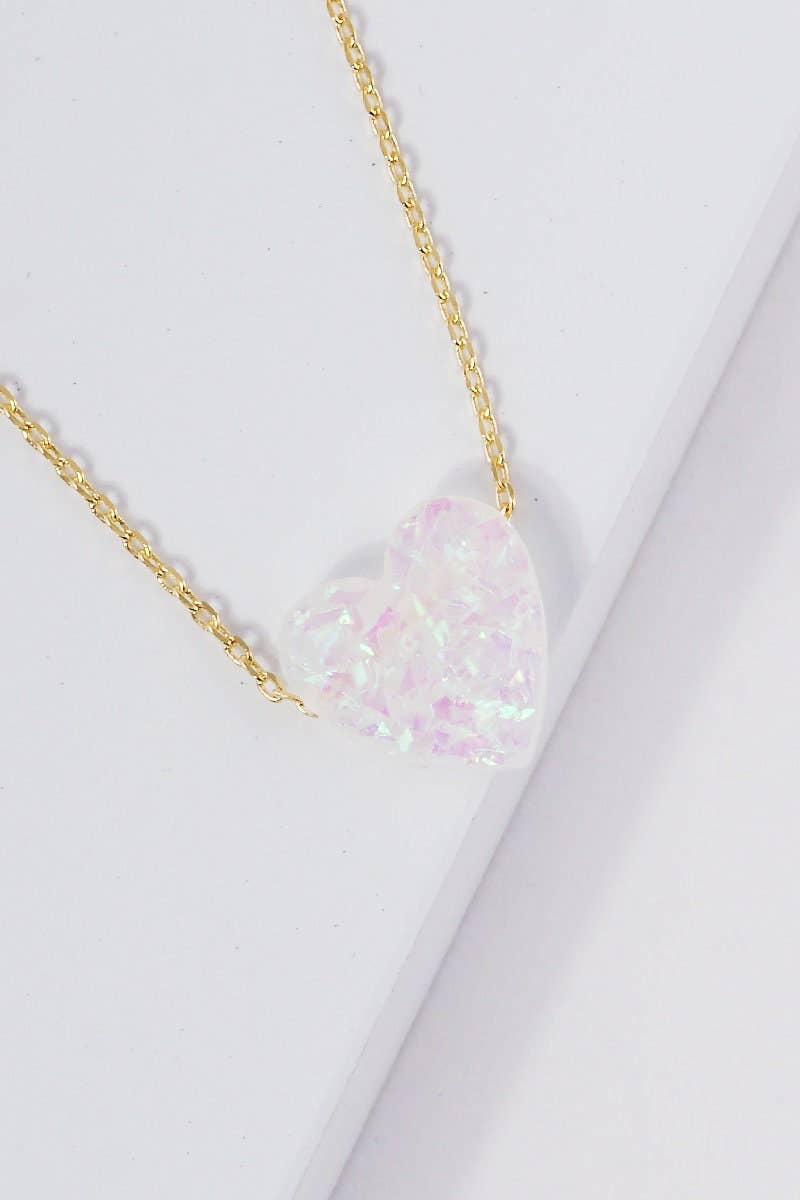 Gold Plated Opal Heart Necklace