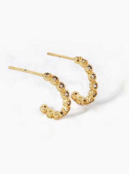 18k Gold Dipped 12mm CZ Pave Hoop Earrings