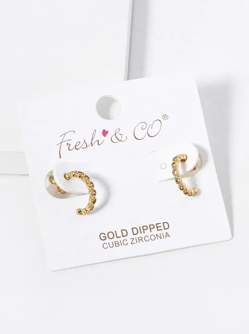 18k Gold Dipped 12mm CZ Pave Hoop Earrings