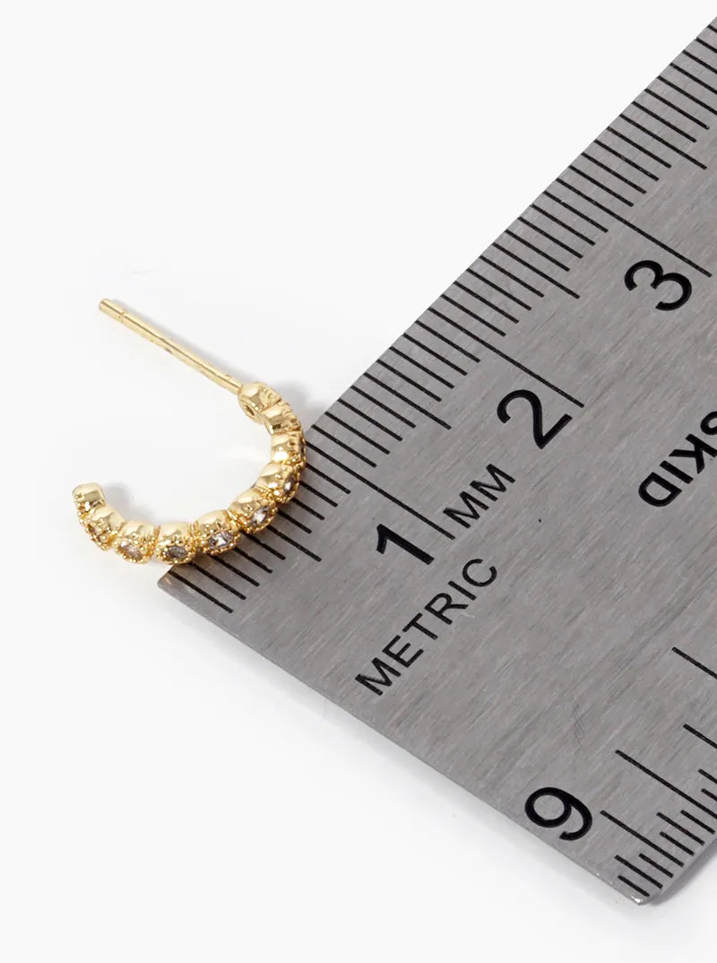 18k Gold Dipped 12mm CZ Pave Hoop Earrings