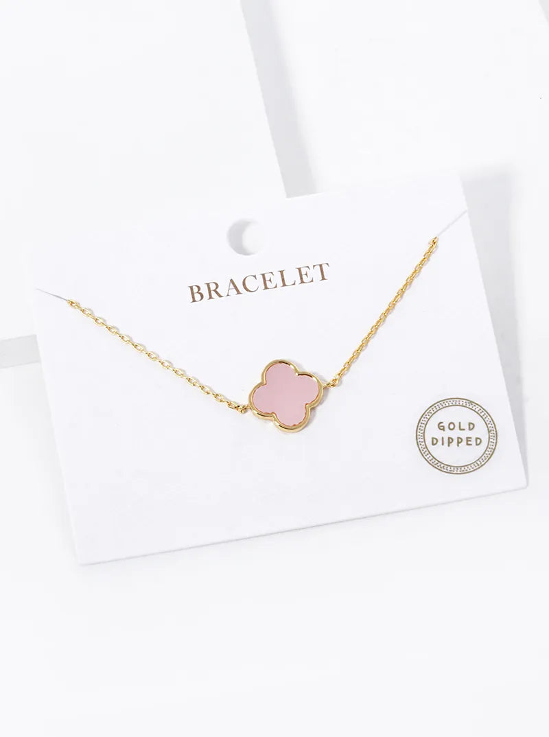 18k Gold Dipped 13mm Quatrefoil Chain Bracelet