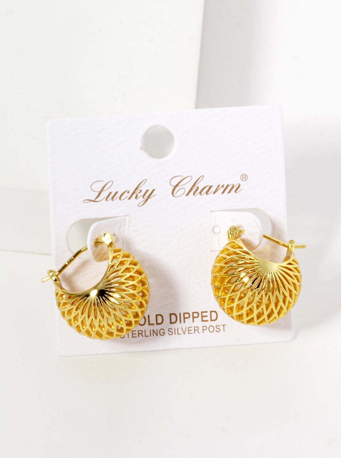18k Gold Dipped 18mm Textured 3D Latch Back Hoop Earrings
