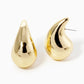 White Gold Dipped 2 Inch Hollow Puffy Teardrop Stud Earrings
