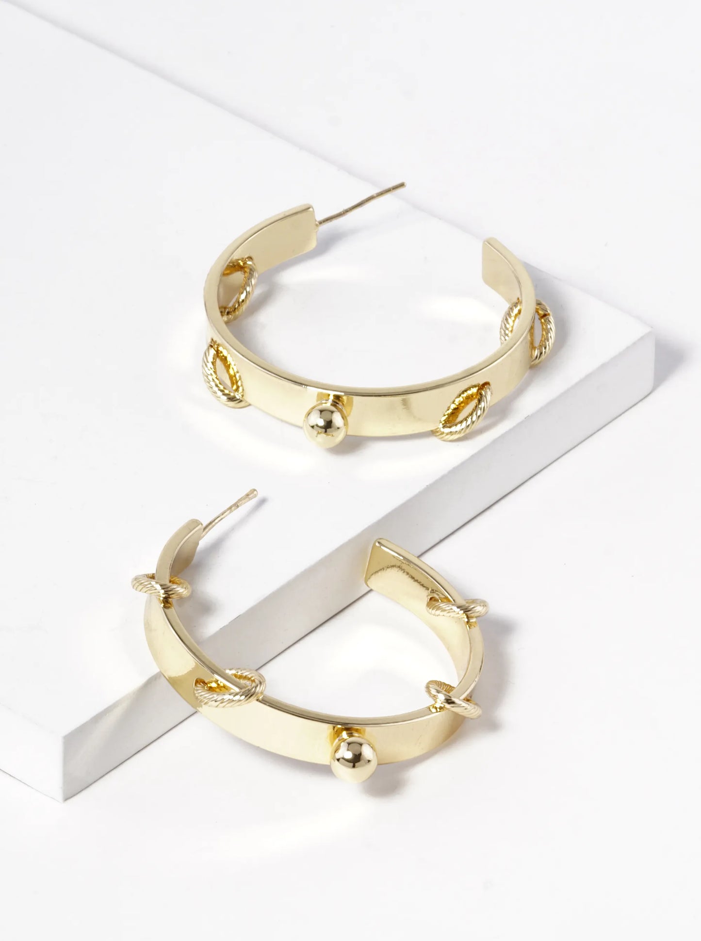18k Gold Dipped 38mm Unique Hoop Earrings