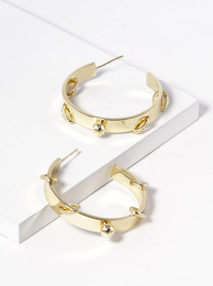 18k Gold Dipped 38mm Unique Hoop Earrings