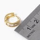 18k Gold Dipped 4 Square CZ Pave Huggie Hoop Earrings