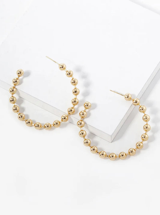 18k Gold Dipped 45mm Ball Hoop Earrings