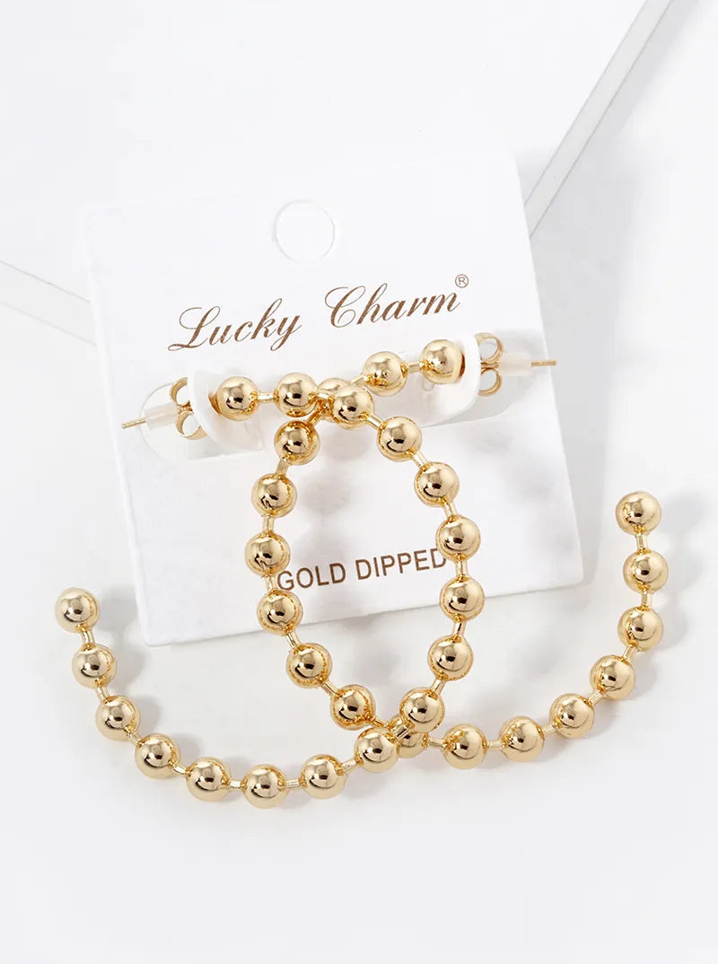 18k Gold Dipped 45mm Ball Hoop Earrings