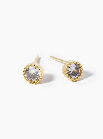18k Gold Dipped 4mm CZ Stone Post Stud Earrings