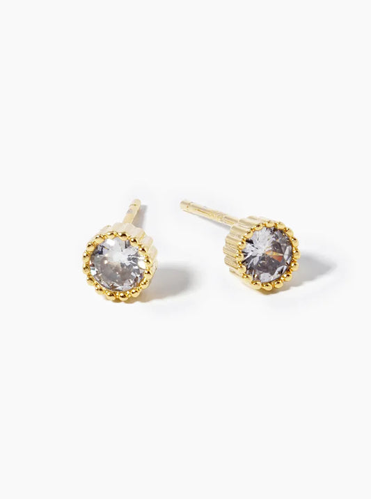 18k Gold Dipped 4mm CZ Stone Post Stud Earrings