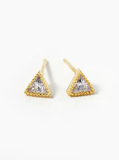 18k Gold Dipped 5mm CZ Triangle Stud Earrings