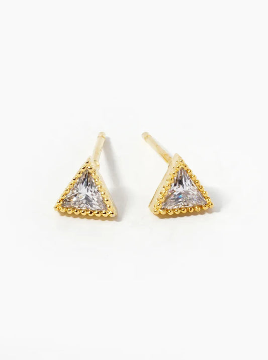 18k Gold Dipped 5mm CZ Triangle Stud Earrings