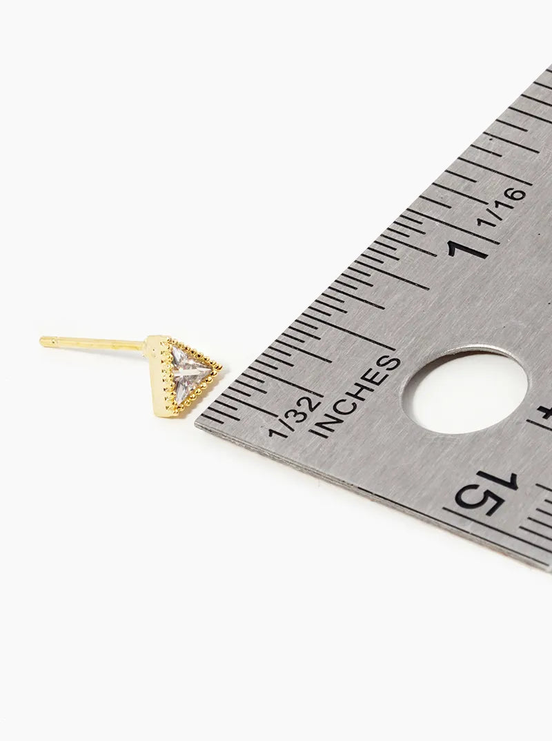 18k Gold Dipped 5mm CZ Triangle Stud Earrings