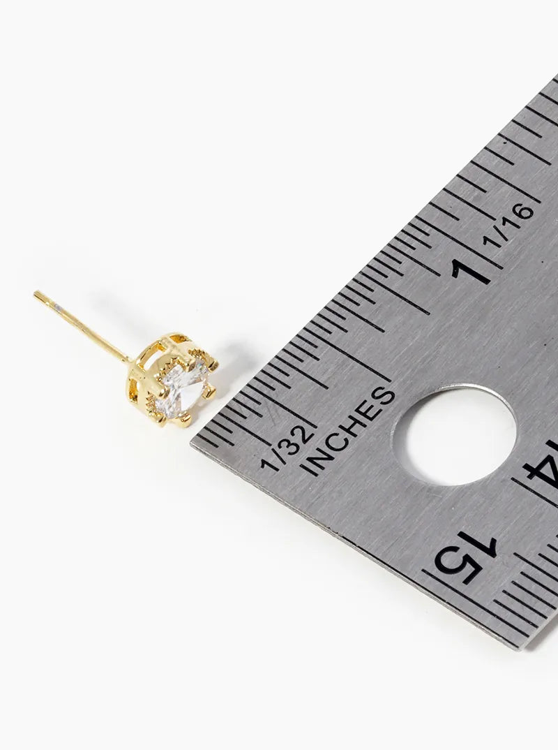 18k Gold Dipped 6-Prong CZ Post Stud Earrings