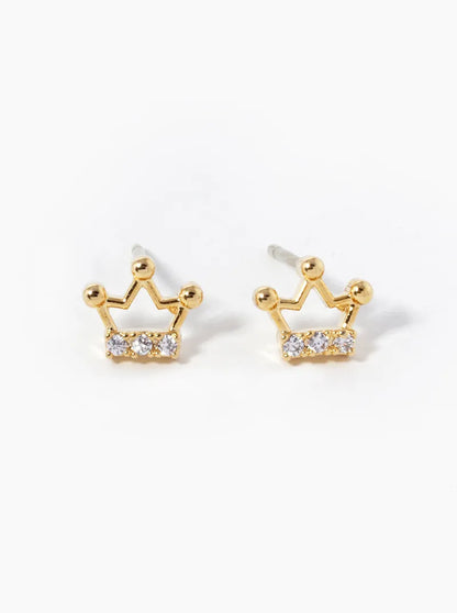18k Gold Dipped 6mm CZ Crown Stud Earrings