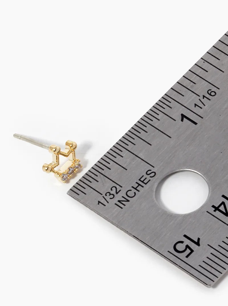 18k Gold Dipped 6mm CZ Crown Stud Earrings