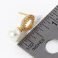 18k Gold Dipped 8mm Pearl Drop CZ Pave Circle Stud Earrings