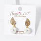 18k Gold Dipped 9mm Pearl Bead Drop CZ Pave Angel Wing Post Earrings