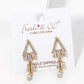 18k Gold Dipped Baguette CZ Bar Drop Triangle Post Earrings