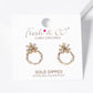 18k Gold Dipped Baguette CZ Pave Circle Drop Flower Stud Earrings