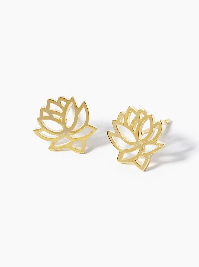18k Gold Dipped Brass Water Lily Post Stud Earrings
