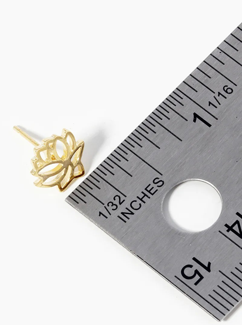 18k Gold Dipped Brass Water Lily Post Stud Earrings