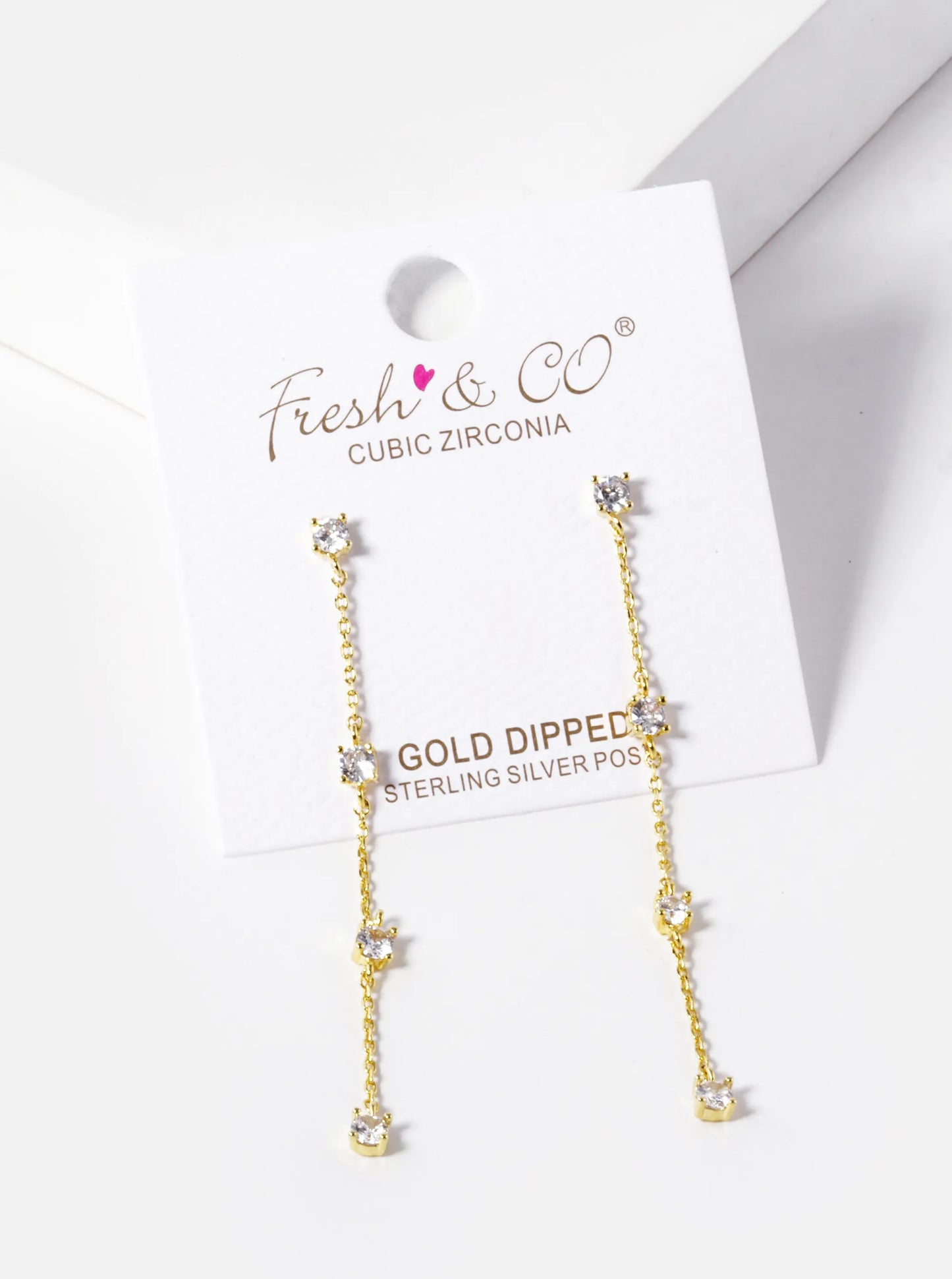 18k Gold Dipped CZ Chain Drop Earrings