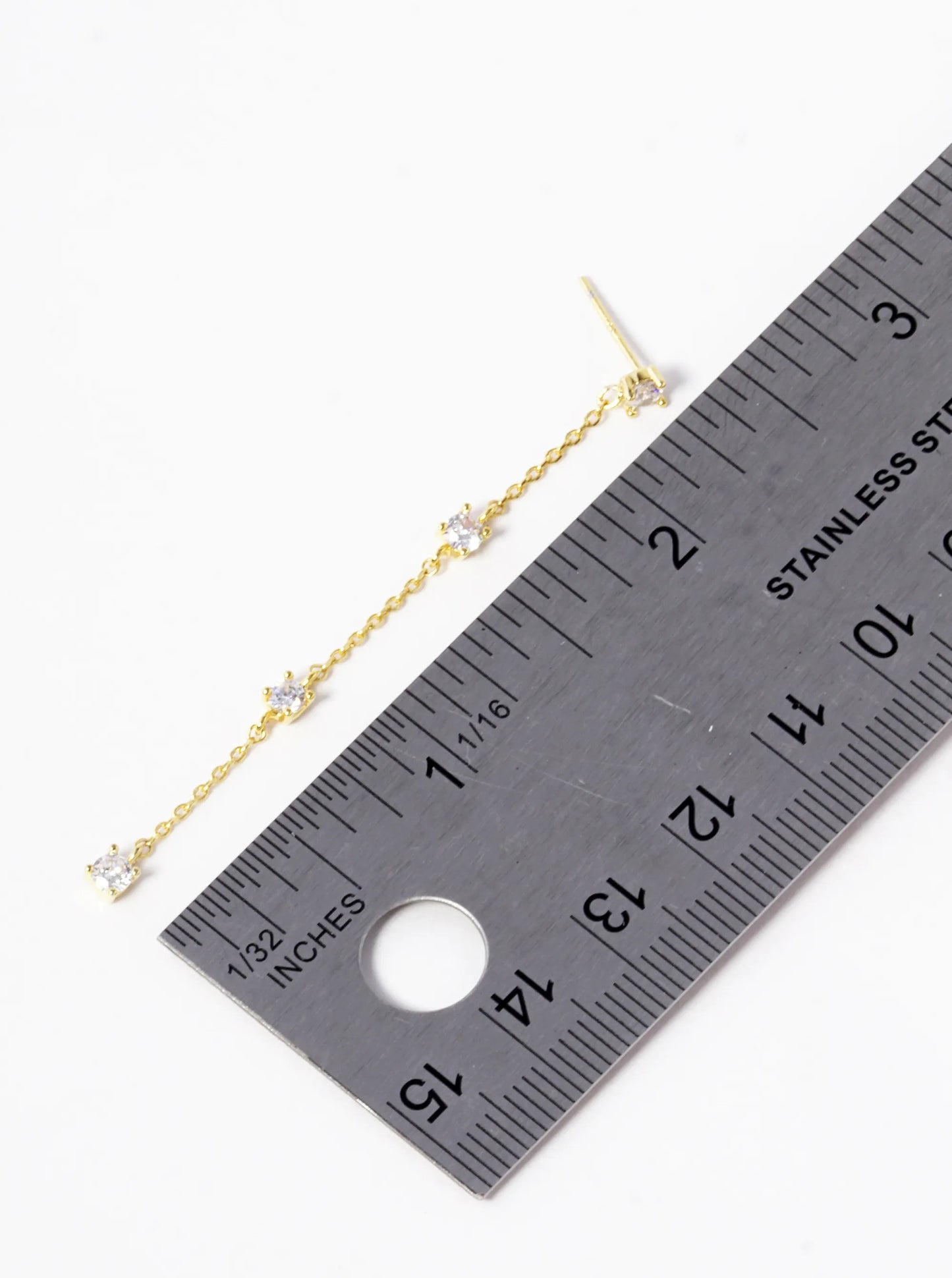 18k Gold Dipped CZ Chain Drop Earrings