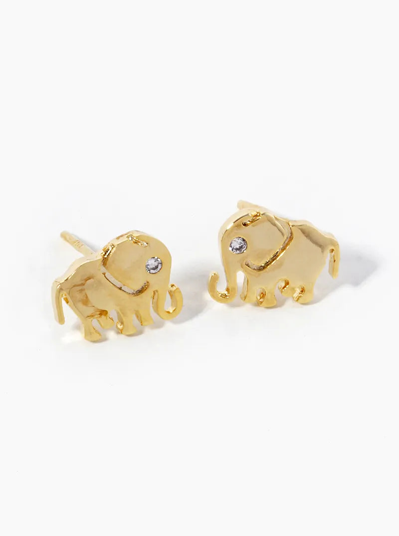 18k Gold Dipped CZ Elephant Stud Earrings