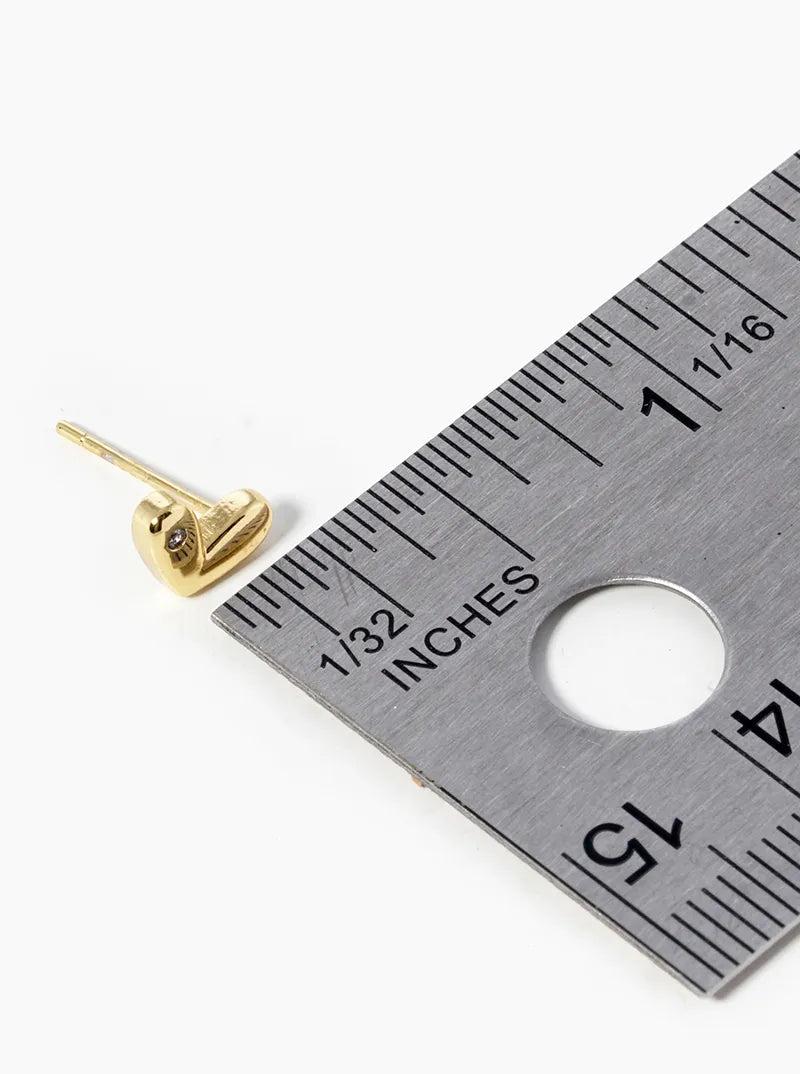 18k Gold Dipped CZ Heart Post Stud Earrings