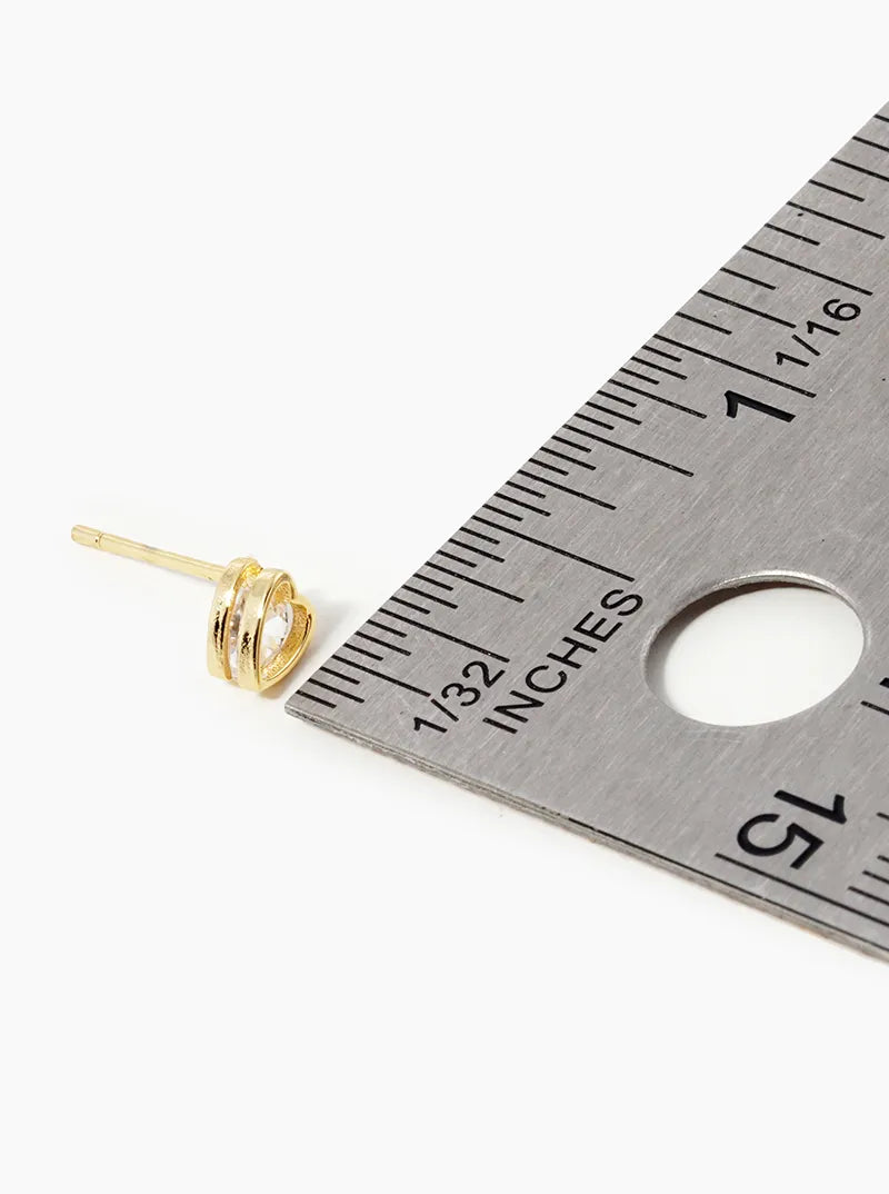 18k Gold Dipped CZ Heart Stud Earrings