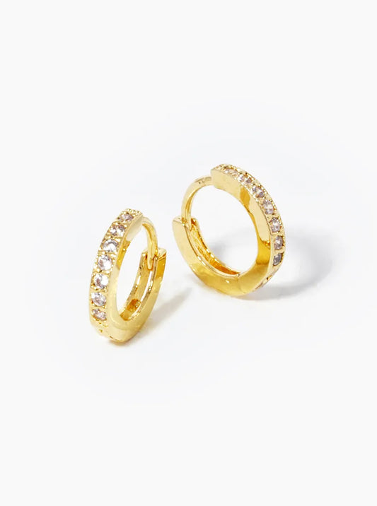 18k Gold Dipped CZ Pave 10mm Huggie Hoop Earrings