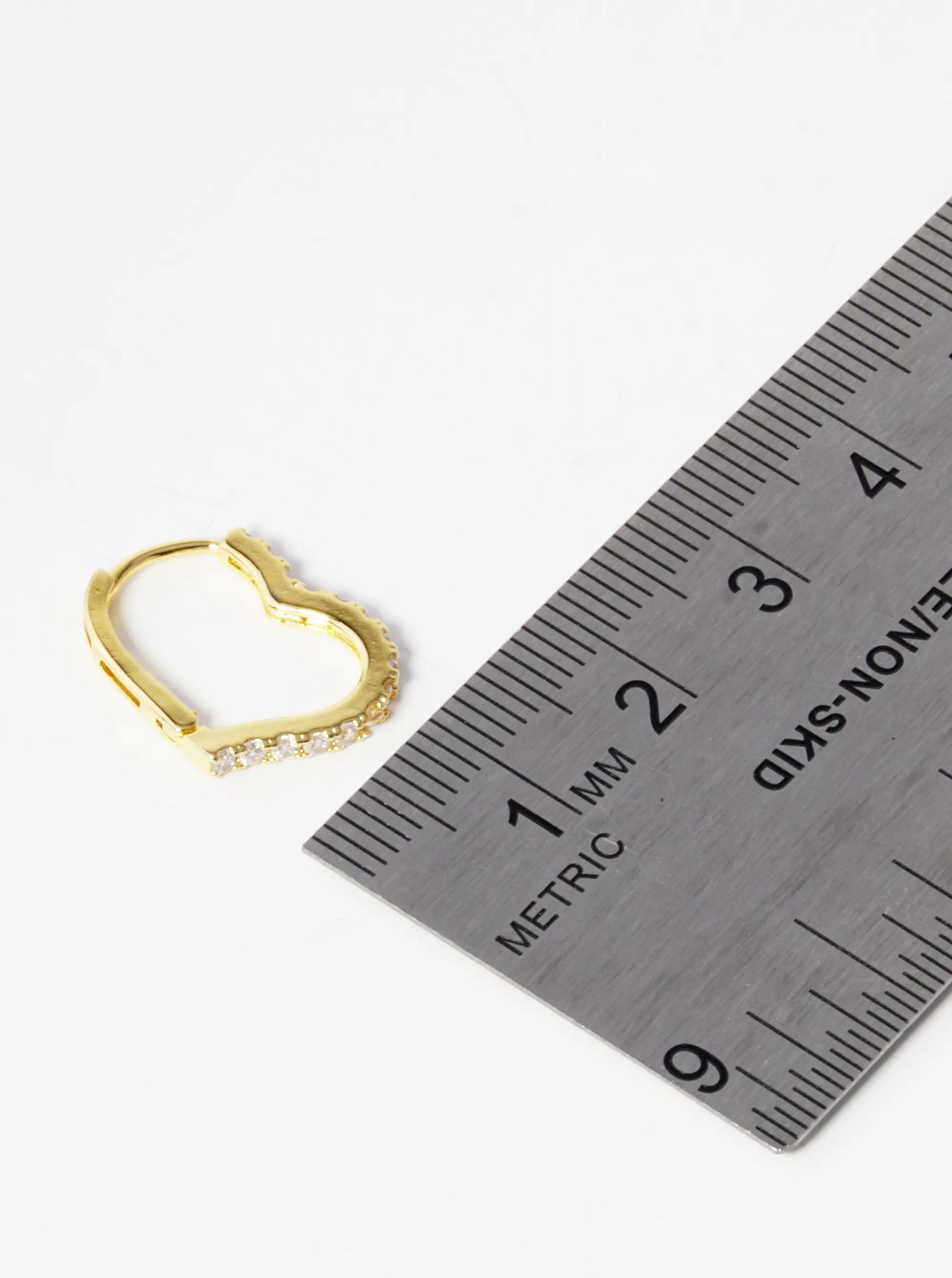 18k Gold Dipped CZ Pave 15mm Heart Huggie Hoop Earrings