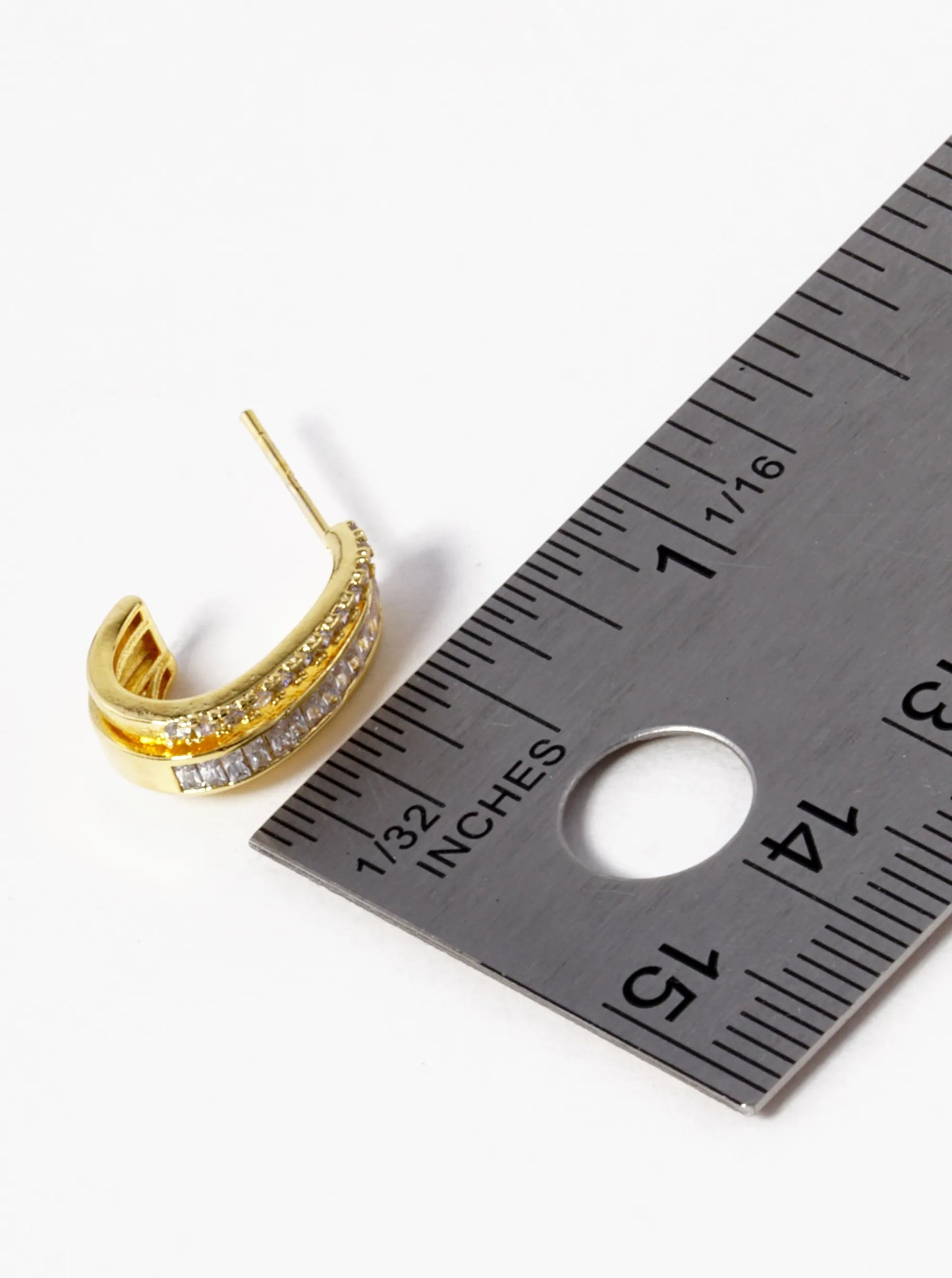 18k Gold Dipped CZ Pave 15mm Layered Hoop Earrings