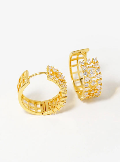 18k Gold Dipped CZ Pave 20mm Hoop Earrings