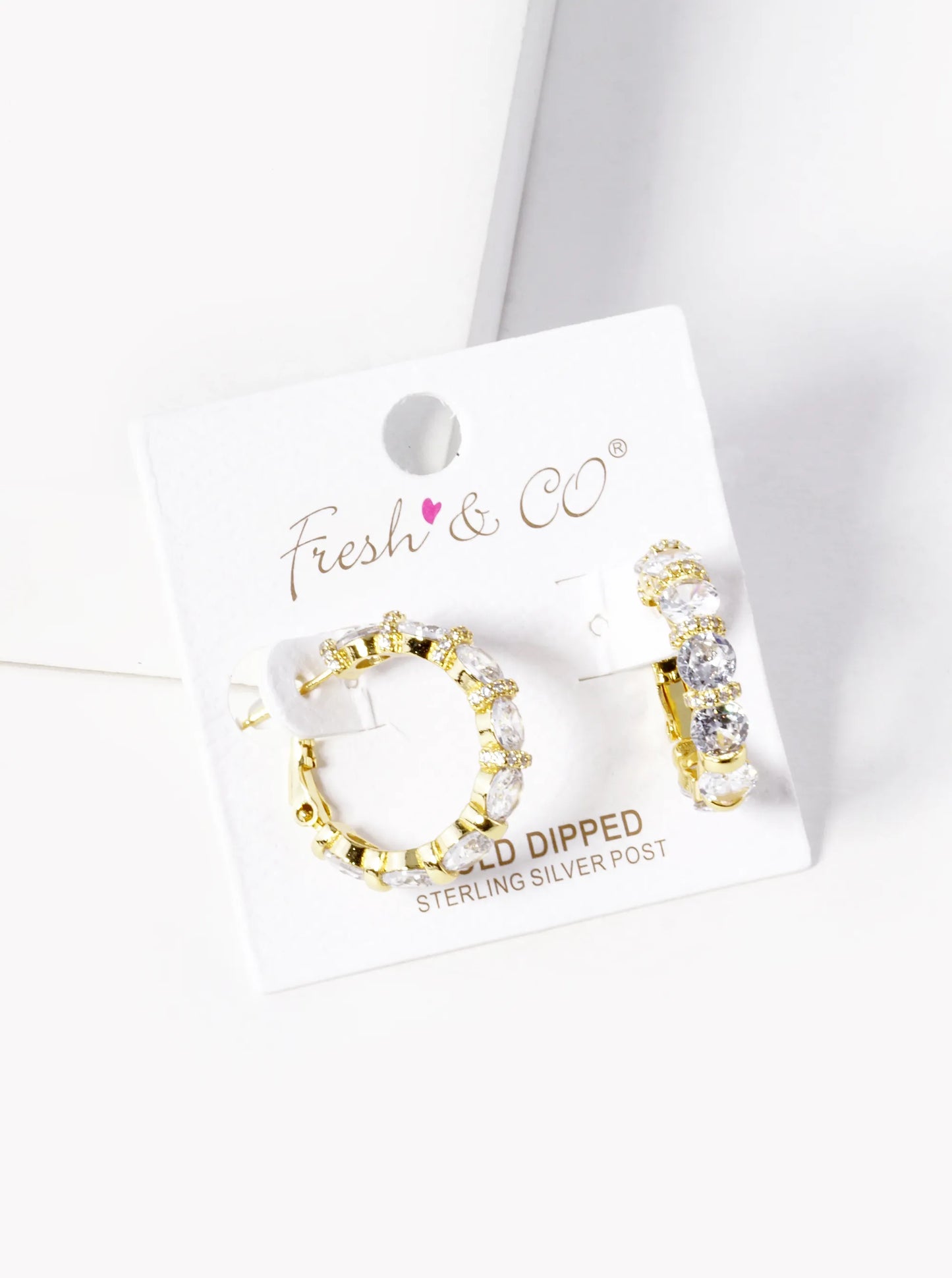 18k Gold Dipped CZ Pave 23mm Latch Back Hoop Earrings