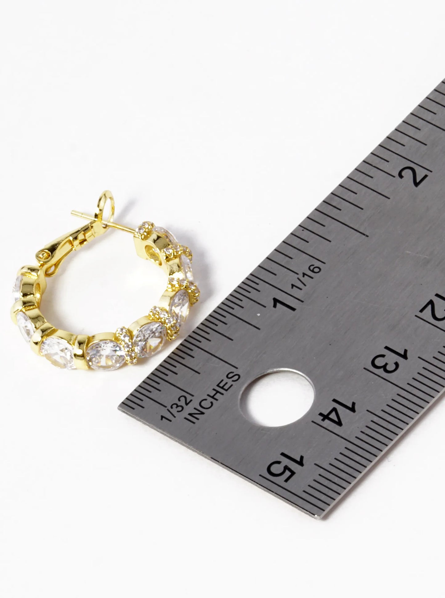 18k Gold Dipped CZ Pave 23mm Latch Back Hoop Earrings