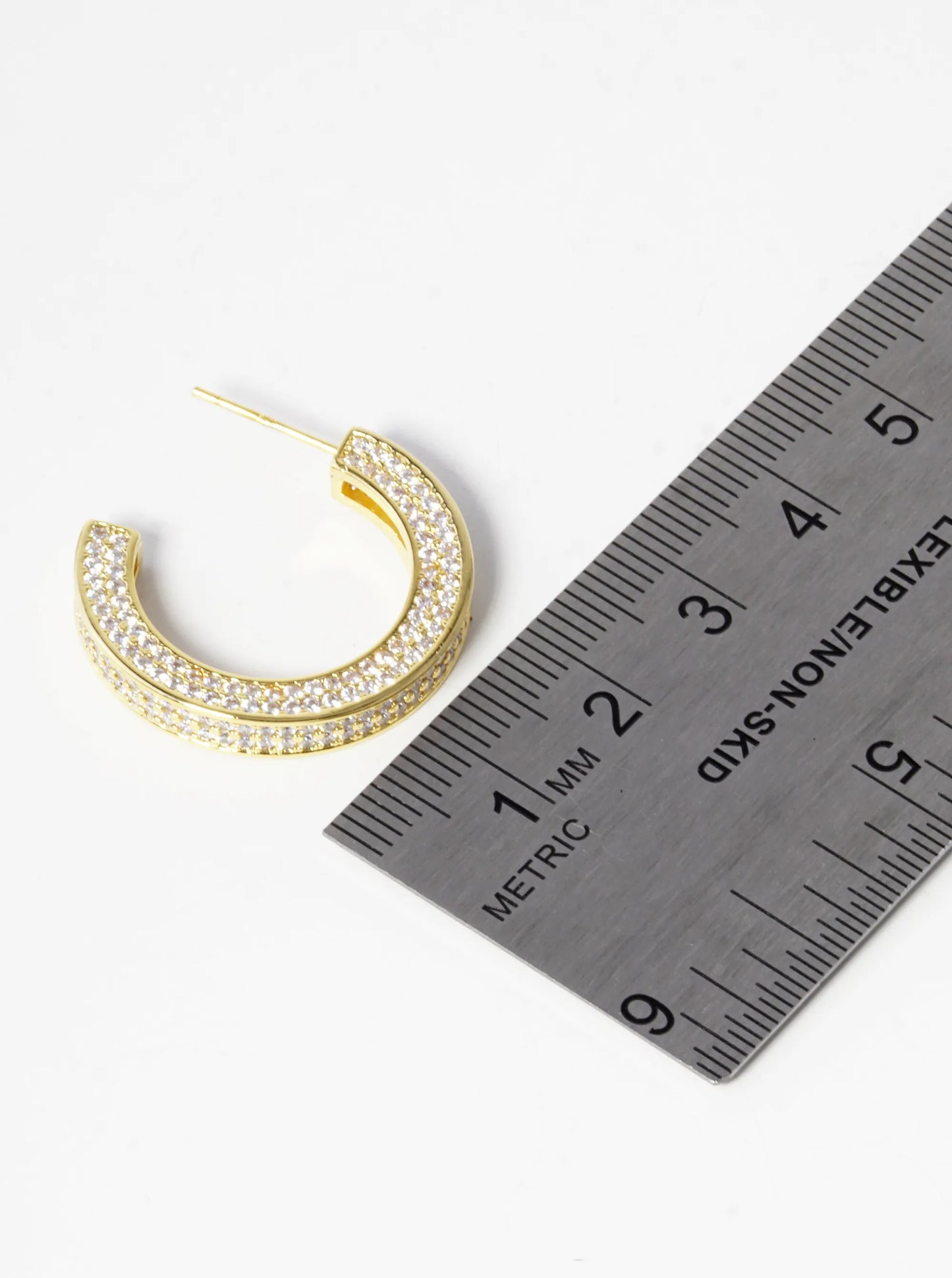 18k Gold Dipped CZ Pave 25mm Open Hoop Earrings