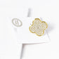 18k Gold Dipped CZ Pave 25mm Quatrefoil Adjustable Ring