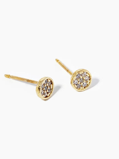 18k Gold Dipped CZ Pave 4mm Round Post Stud Earrings